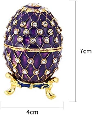 JYDQM Kristal Çivili Menteşeli Yumurta Şekilli Biblo Kutusu Yüzük Kolye Hediye kutu tutucu Koleksiyonu (Renk: A)