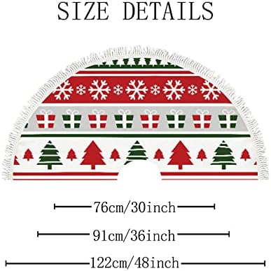 Baegutly Noel Ağacı Etek Yaka 48 İnç Noel Kış Yeni Yıl Bohemian Çizgili Ağacı Kar Taneleri Kırmızı Yeşil Ağacı Taban Mat