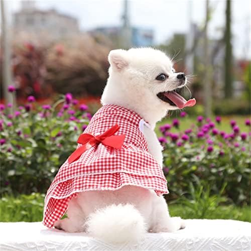HonpraD Ekstra Küçük Köpek Giysileri Yorkie Elbise Malzemeleri Çizgili Etek Kedi Yaz Düğün Pet Ekose köpek yayı Elbise Bahar
