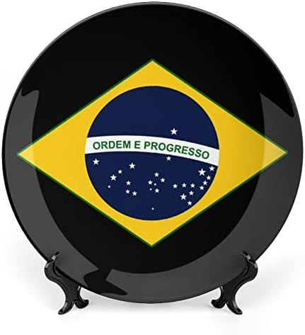Brezilya Bayrağı Seramik Dekoratif Tabaklar Standı ile Kemik Çini askı süsleri tatlı tabakları