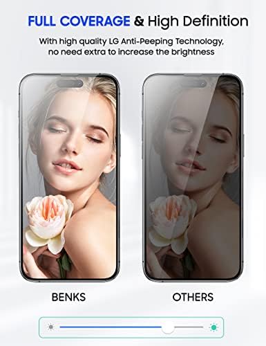 BENKS 2 Paket Gizlilik Ekran Koruyucu için iPhone 14 Pro Max Anti-Casus Temperli Cam Filmi Tam Kapsama 9H Sertlik Durumda