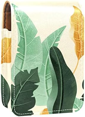 Çanta için aynalı Mini Ruj kılıfı, Vintage Bahçe Yaprakları Arka Plan Deri Kozmetik Makyaj Tutacağı Çantası, Seyahat Partisi