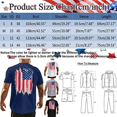 UBST 4th Temmuz Erkek Kısa Kollu Vatansever T-Shirt, Yaz Amerikan Bayrağı Baskı Slim Fit Casual Temel Spor Tee Tops