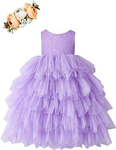 Cilucu Bebek Kız Maxi Elbise Tutu Kolsuz Çiçek Kız Elbise V-Geri A-Çizgili