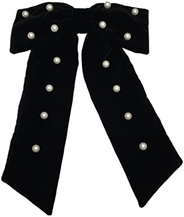 N / A Kadife Headdress Siyah kadife kurdele saç tokası Saç Kartı İnci Kumaş saç aksesuarları Batı Tarzı
