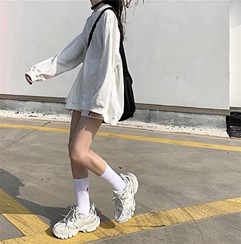 LSDJGDDE kadın kıyafetleri Moda Katı Büyük Boy Kazak Streetwear Uzun Kollu Beyaz Siyah Kazaklar (Renk: A, Boyut: X-L Kodu)