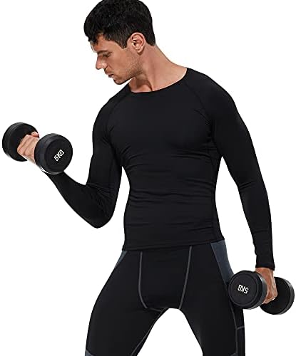 WRAGCFM erkek Uzun Kollu Sıkıştırma Gömlek Hızlı Kuru Atletik koşu tişörtü Egzersiz Spor Salonu Taban Katmanı Üstleri