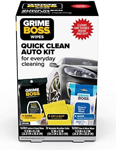 Grime Boss Araba Temizleme Oto Kiti / Ağır Hizmet Tipi El ve Yüzey Mendilleri, Mikrofiber Bezler ve Cam ve Ayna Mendilleri