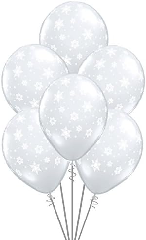 Qualatex Kar Taneleri-Yuvarlak Biyobozunur Lateks Balonlar, Elmas Şeffaf Renk, 11 inç (12 Adet)