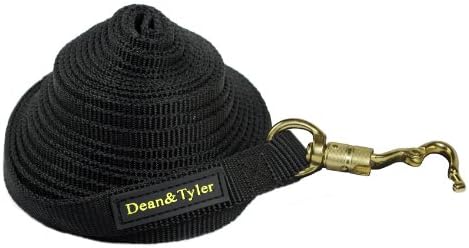 Dean ve Tyler DT Parça Çift Katlı Naylon Köpek Tasma, siyah 15-Feet 3/4-İnç Akıllı Kilit Çırpıda Kanca