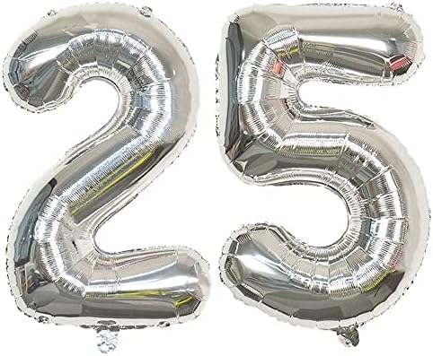 Yıjunmca Gümüş 25 Numarası Balonlar Dev Jumbo Numarası 25 32 Helyum Balon Asılı Balon Folyo Mylar Balonlar için Kadın Erkek