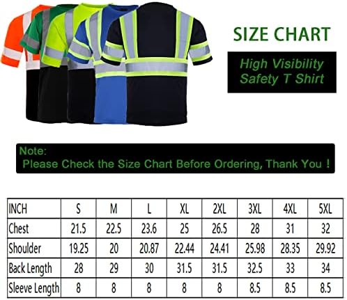FONIRRA Yüksek Görünürlük Güvenlik T Shirt Erkekler için Yansıtıcı ANSI Sınıf 2 Kısa Kollu Hi Vis İnşaat İş Gömlek