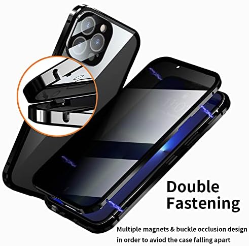 BUNİBUNİCA iPhone 13 Manyetik Kılıf ile Uyumlu, Anti Gözetleme Manyetik Çift Taraflı Gizlilik Ekran Koruyucu Temperli Cam