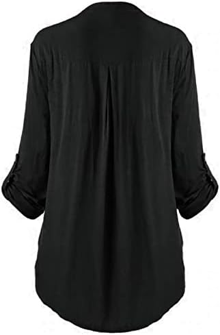 NOKMOPO Bayan T Shirt Grafik Moda Gevşek Rahat Artı Boyutu Dantel V Yaka Düğme Aşağı Uzun Kollu Gömlek