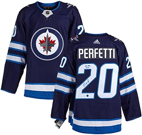 Cole Perfetti Winnipeg Jets İmzalı 2020 Taslak Günü Adidas Forması / 20-İmzalı NHL Formaları