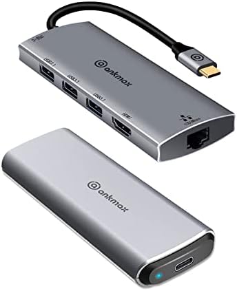 Paketler M. 2 SSD Muhafaza ve USB C Multiport Hub Adaptörü, ANKMAX UC31M2 + P631HG, 4K HDMI, 1Gbps Ethernet Bağlantı Noktası,