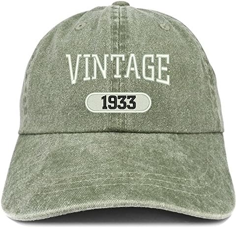 Trendy Giyim Mağazası Vintage 1933 işlemeli 90. Doğum Günü Yumuşak Taç Yıkanmış Pamuklu şapka