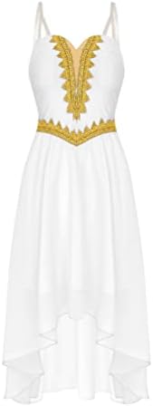 vastwıt Kadın Lirik dans kostümü Leotard Elbise Spagetti Kayışı Asimetrik Şifon Dökümlü Elbise