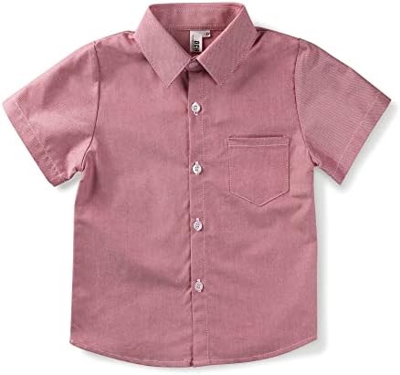 OCHENTA Erkek ve Erkek Elbise Gömlek Düğme Aşağı Gömlek Kısa Kollu Oxford Yürümeye Başlayan Büyük Çocuklar Yaz günlük kıyafetler