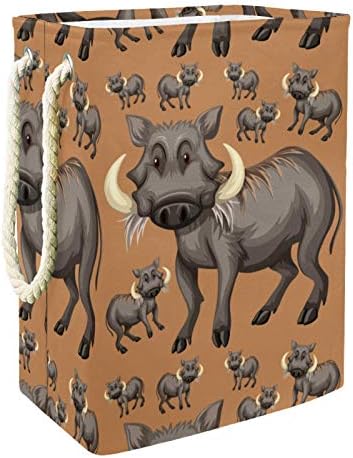 DEYYA Su Geçirmez çamaşır sepetleri Uzun Boylu Sağlam Katlanabilir Sevimli Warthogs Hayvanlar Desen Baskı Sepeti Yetişkin
