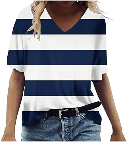 Büyük boy Yaz T Shirt Kadınlar için Renkli Çiçek Baskılı Bluz V Boyun Kısa Kollu Tees Gizlemek Göbek Tunik Üstleri