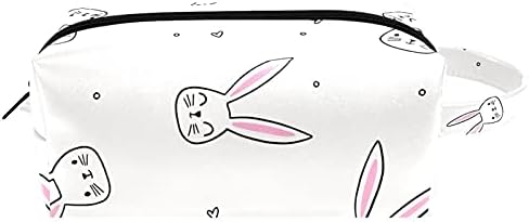 LEVEIS Sevimli Tavşan Mikrofiber Deri Makyaj Çantası Kılıfı Su Geçirmez Seyahat Kozmetik Çantası Taşınabilir Kullanışlı makyaj