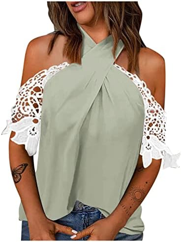 Kadın Kısa Kollu Gömlek Yaz Sonbahar 2023 Giyim Dantel Zip Up Salonu Wrap Top Tshirt Kızlar için PO PO