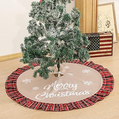 HUIJIE Noel Ağacı Etekler-48 İnç Ekose Çuval Bezi Kar Tanesi Merry Christmas Mat, Noel Ağacı Önlük Taban Dekorasyon Tatil