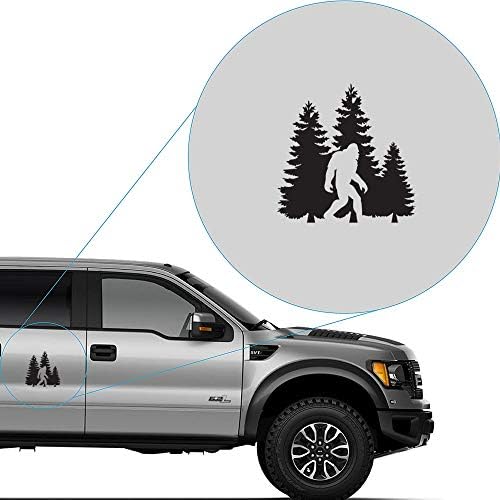 KamıDesıgns Bigfoot Ağaçları Orman Vinil çıkartma Araba Kamyon Van SUV Pencere duvar Kupası Dizüstü Bir 5.5 İnç Siyah Çıkartması