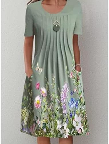 Kadın yaz rahat moda O-boyun kısa kollu baskı kazak gevşek elbise
