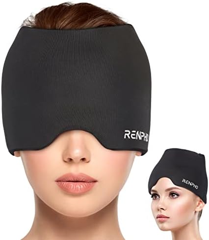 Renpho buz kafa Wrap baş ağrısı giderici şapka sıcak veya soğuk terapi ve göz masajı ısı ile