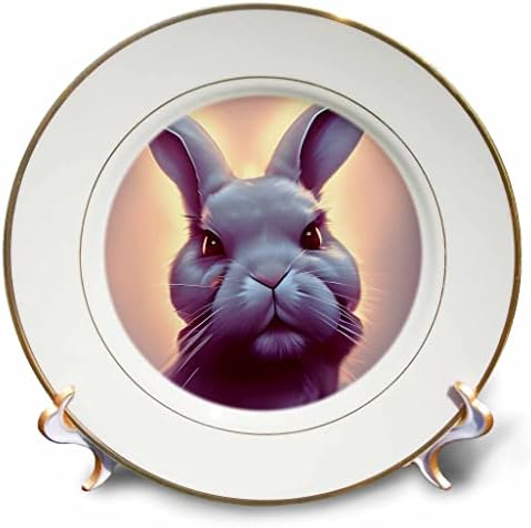 3dRose Sevimli Güçlü Tavşan. 2023 Tavşan Yılıdır. Komik Tabaklar (cp-374899-1)
