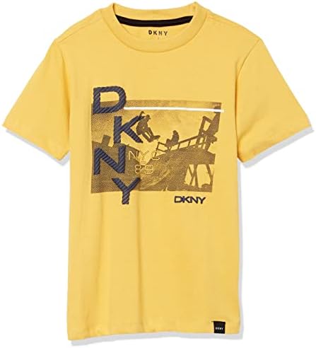 DKNY Erkek Kısa Kollu grafikli tişört, Altın Hardal, 4