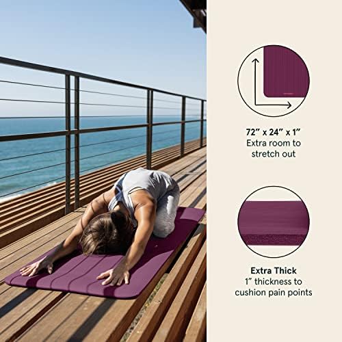 Retrospec Solana Yoga Mat 1 Kalın Naylon Kayış ile Erkekler ve Kadınlar için Kaymaz egzersiz matı Ev Yoga, Pilates, Germe,