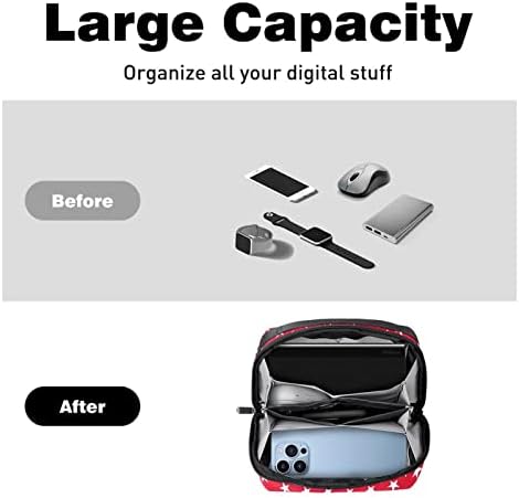 Taşınabilir Elektronik Organizatör kılıflı çanta Kırmızı Stras Seyahat Kablosu saklama çantası Sabit Diskler, USB, SD Kart,
