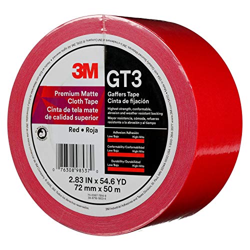 3M Premium Mat Kumaş Bant GT3, Kırmızı, 72 mm x 50 m, 11 mil