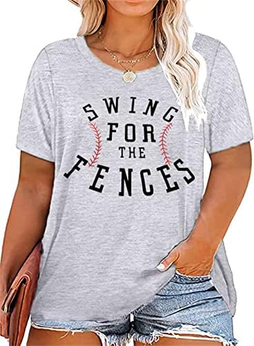 Artı Boyutu Beyzbol Anne Gömlek Kadın Aşk Kalp Grafik Beyzbol T Shirt Anneler Günü Beyzbol Hediye Kısa Kollu Tees (2X-5X)