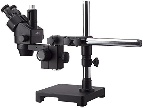 AmScope 3.5 X-90X Siyah Trinoküler Stereo yakınlaştırmalı mikroskop Tek Kol Bom Standı + 144 LED Halka ışık USB2. 0 5MP Kamera