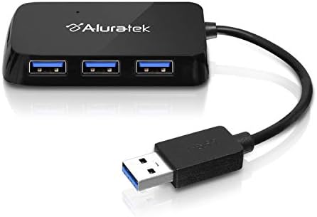 Aluratek 4 Bağlantı Noktalı USB 3.1 SuperSpeed Hub, Ekli Kabloyla (AUH2304F)