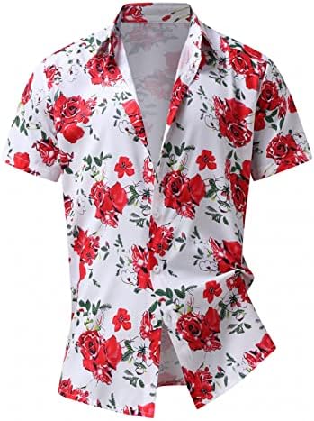 XXBR Mens Hawaiian Funky Gömlek Casual Kısa Kollu Düğme Aşağı Çiçek Yaz Aloha Plaj Gömlek Gençler Gençler Tshirt