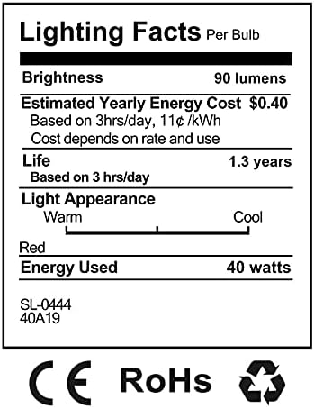Sterl Aydınlatma-40 Watt A19 Renkli Standart Ev Ampul E26 Orta Taban 120V 4.09 İnç 90Lm Açık veya Kapalı Parti Karanlık Oda