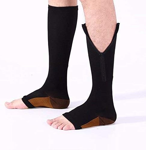 EWRGGR 2 Çift 15-20 mmHg Zip varis çorabı Tıbbi Toeless Fermuarlı kolay açık kapalı koymak Ödem, Varisli Damarlar, Boğaz