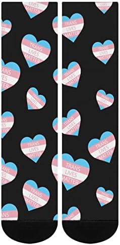 Trans Lives Matter Kalp Baskılı Renk Eşleştirme Çorap Atletik Diz Yüksek Çorap Kadın Erkek için