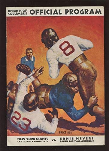 1935 NY Giants vs Ernie Nevers Pasifik Kıyısı Tüm Amerikalılar Futbol Programı-NFL Programları