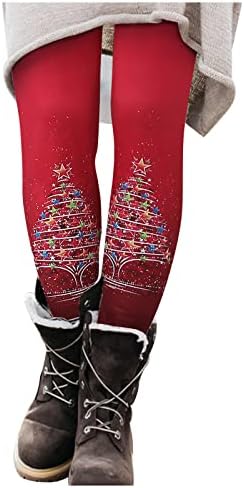 Bayan Noel Tayt Yumuşak Rahat Fırçalanmış Tayt Gnome Tayt Pantolon Yüksek Belli Egzersiz Rahat Parti Pantolon