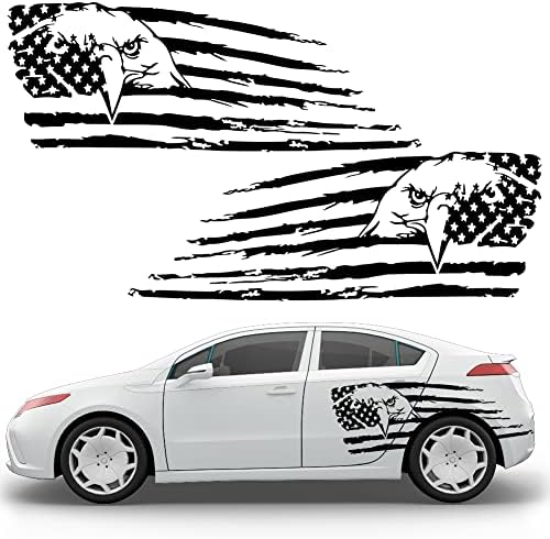 JSCARLIFE ABD Bayrağı Araba Çıkartmaları, Pratik Siyah Amerikan Kartal Araba Vücut Grafik Çıkartmaları, Kendinden Yapışkanlı