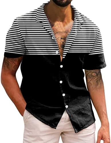 2023 Yeni Erkek Rahat Kısa Kollu Bahar Yaz Yatak Açma Boyun 3D Baskılı Gömlek Moda Üst Bluz Gömlek Erkekler