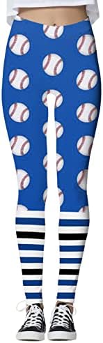 Kadınlar için yüksek Belli Tayt Beyzbol Baskılı Yumuşak Atletik Opak Karın Kontrol Yoga Pantolon Tayt Kadınlar için