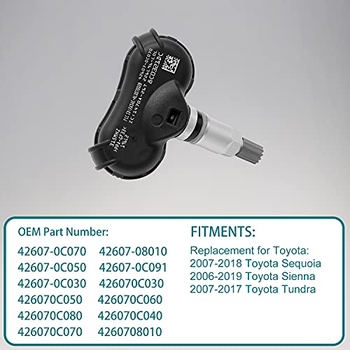 HQPASFY lastik basıncı sensörü 315MHz TPMS için 4 ADET Yedek 07-18 Toyota Sequoia Tundra 06-19 Sienna Değiştirir 42607-0C070,