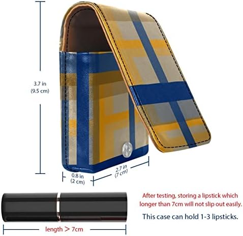 ORYUEKAN Makyaj ruj kutusu ruj çantası ayna ile taşınabilir ruj çanta dudak parlatıcısı depolama organizatör, kafes Ekose